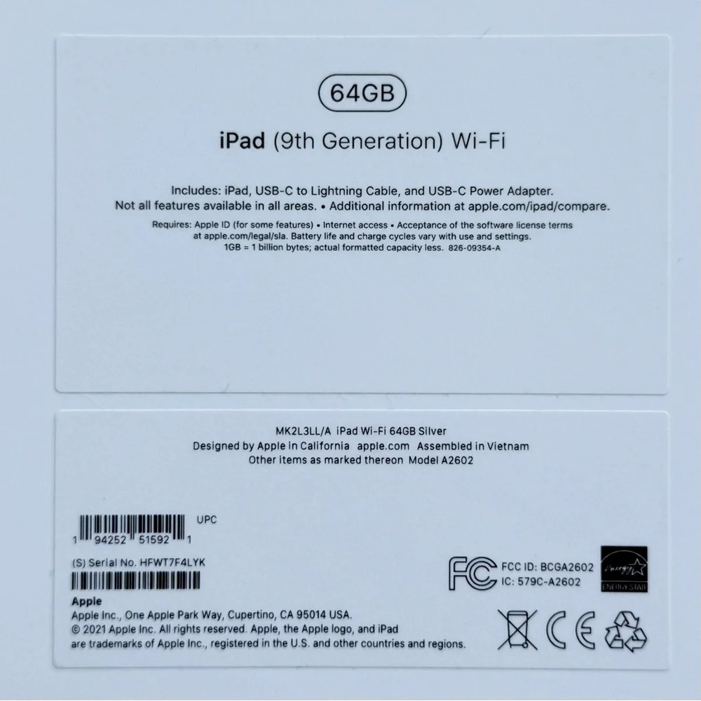 EMPTY Apple iPad Boxes, Set of 2 (B12)